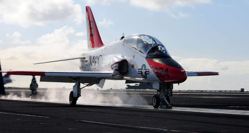 A T-45C Goshawk assigned to the Eagles of Training Squadron Seven (VT-7) launches from the aircraft carrier USS Ronald Reagan (CVN 76)
