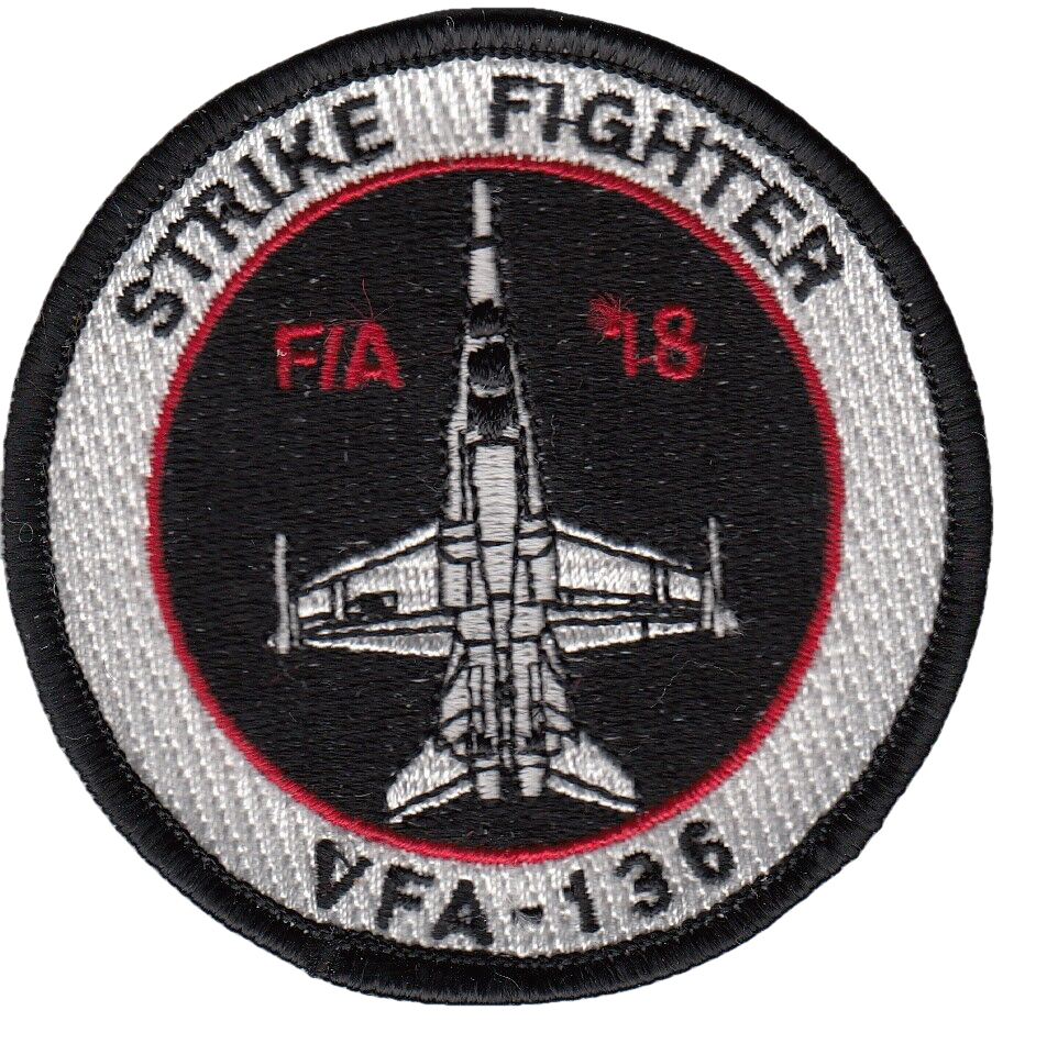 VFA-136 KNIGHTHAWKS F/A-18 BLACK/GREY SHOULDER PATCH - PatchQuest
