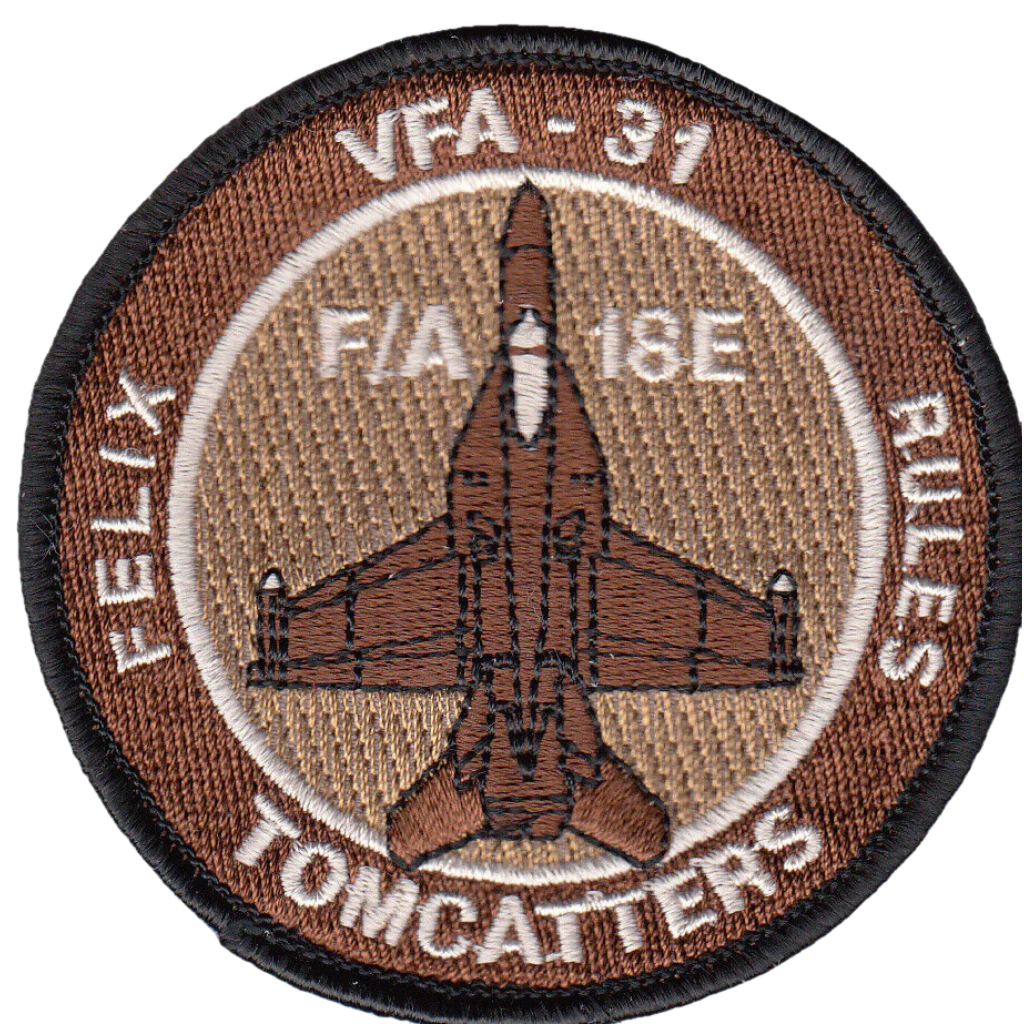 VFA-31 TOMCATTERS DESERT F/A-18E FELIX RULES WITH WHITE TEXT SHOULDER PATCH - PatchQuest