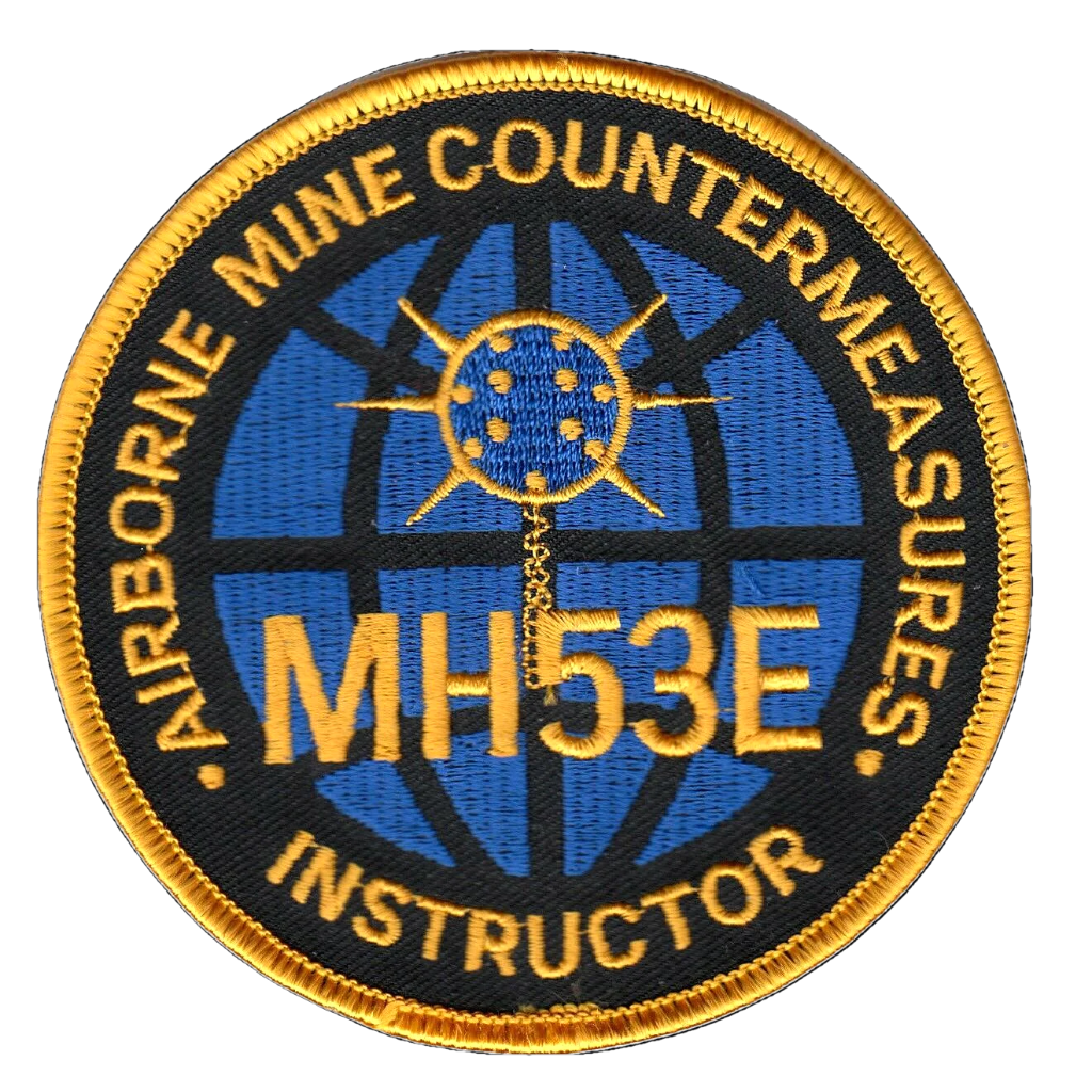 Blue and Gold patch with MH53E text and mine image 