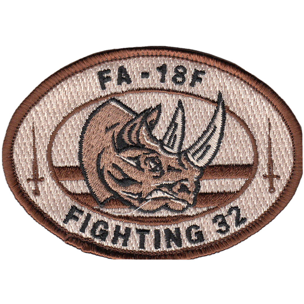 FIGHTING 32 DESERT FA-18F RHINO OVAL SHOULDER PATCH - PatchQuest