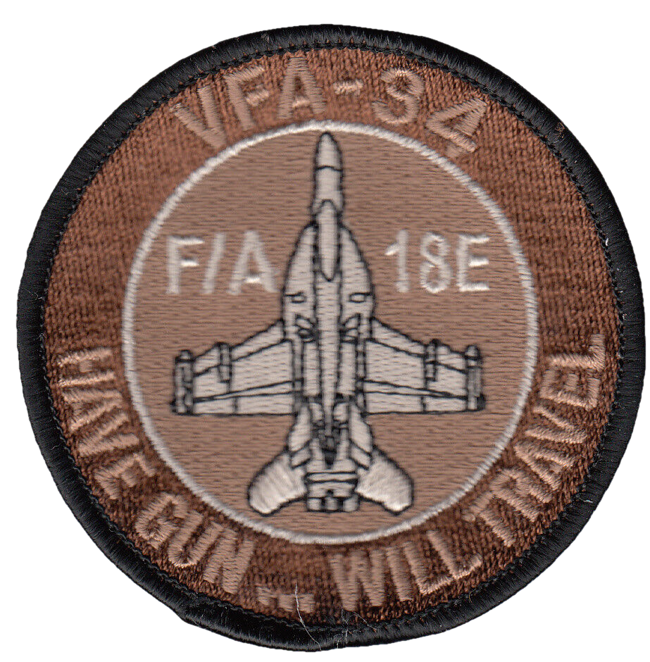 VFA-34 BLUE BLASTERS DESERT F/A-18E HAVE GUN....WILL TRAVEL SHOULDER PATCH - PatchQuest