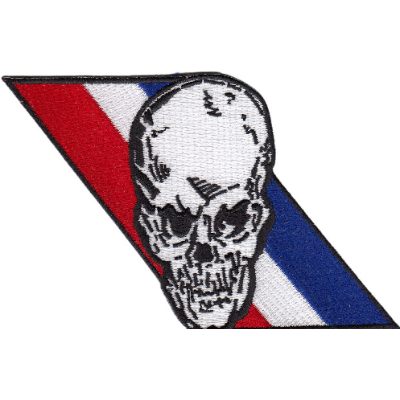 Red white and blue stripe with large skull in the center.